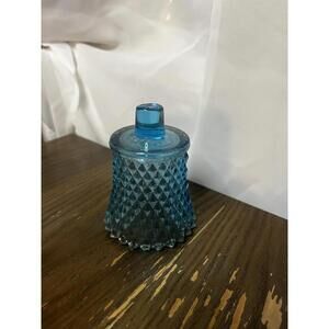Vintage Homco Blue Glass Diamond Cup Peg Candle Sconce Votive Tea Light Holder